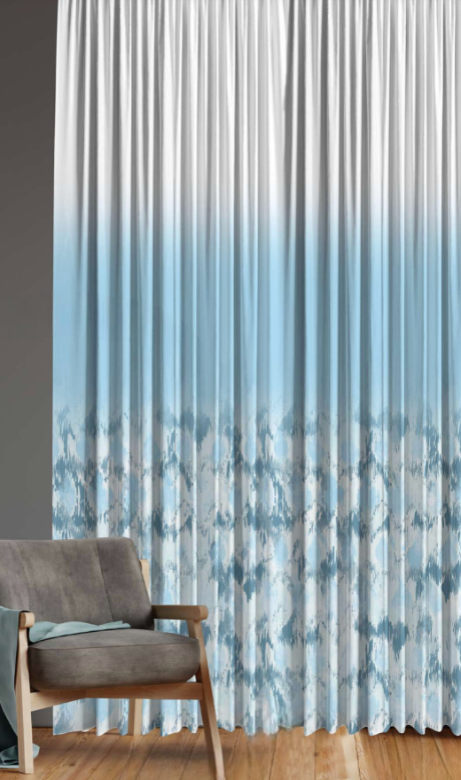 Designer curtains - Sky Blue Ombre Watercolor Sheer Curtains