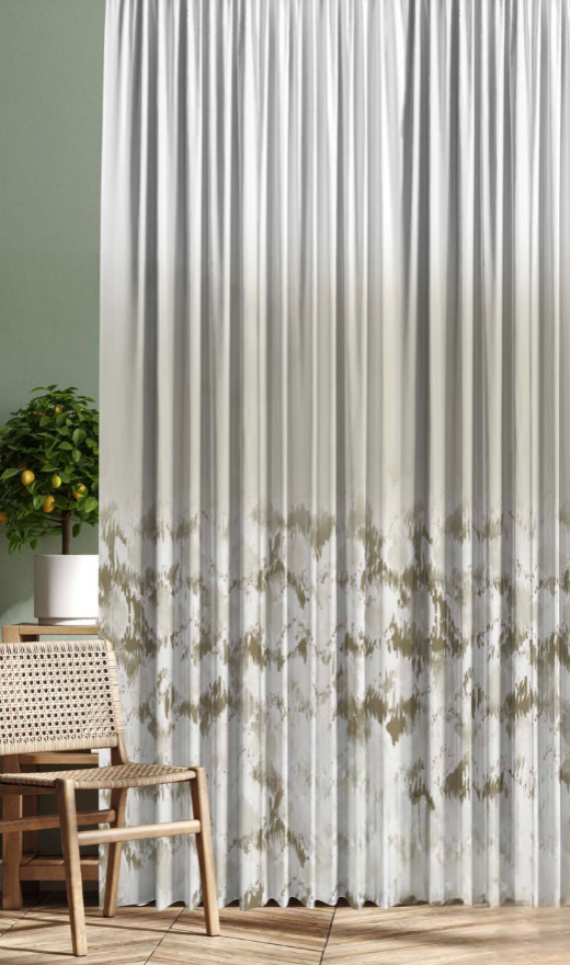 Designer curtains -  Elegant Beige Ombre Watercolor Sheer Curtains