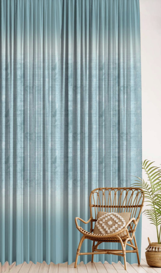 Designer curtains -  Soft Blue Ombre Linen-Effect Sheer Curtains