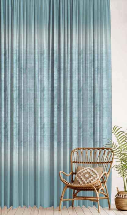 Designer curtains -  Soft Blue Ombre Linen-Effect Sheer Curtains