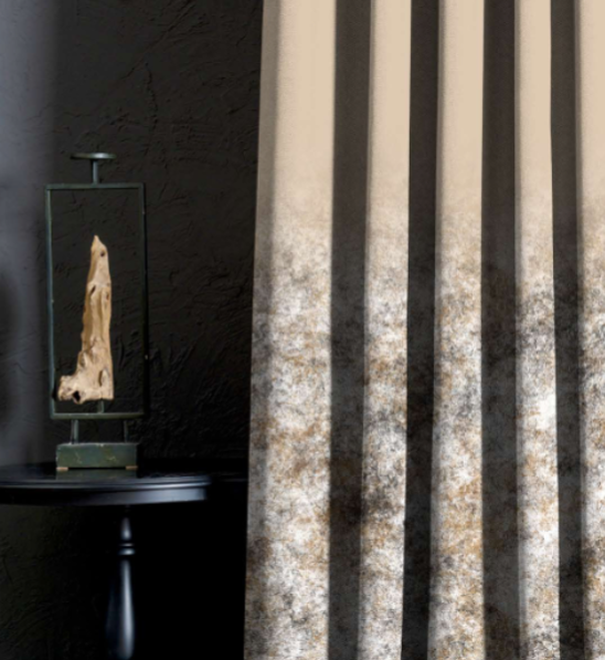 Designer curtains -  Modern Beige Curtain with Textured Bottom Detail