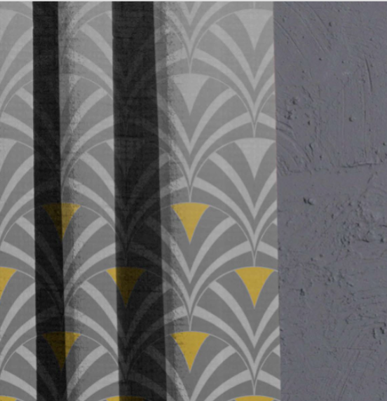 Designer curtains - Grey Curtain with Subtle Yellow Accents and Geometric Pattern