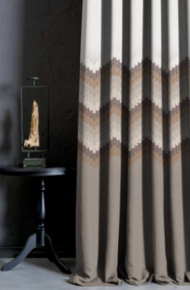 Designer curtains - Chevron Patterned Curtain Earth Tone Elegance