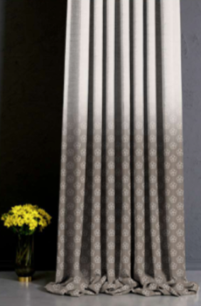 Designer curtains -  Elegant Gray Gradient Curtain with Subtle Geometric Pattern