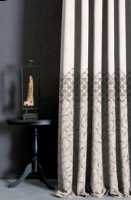 Designer curtains -  Beige Curtain with Delicate Floral and Geometric Embroidery