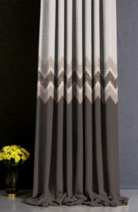 Designer curtains -  Contemporary Brown Curtain with Chevron Patterned Detailing