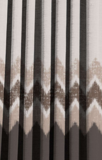 Designer curtains -  Contemporary Brown Curtain with Chevron Patterned Detailing