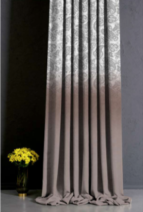 Designer curtains - Elegant Ombre Patterned Curtain with Floral Top Design