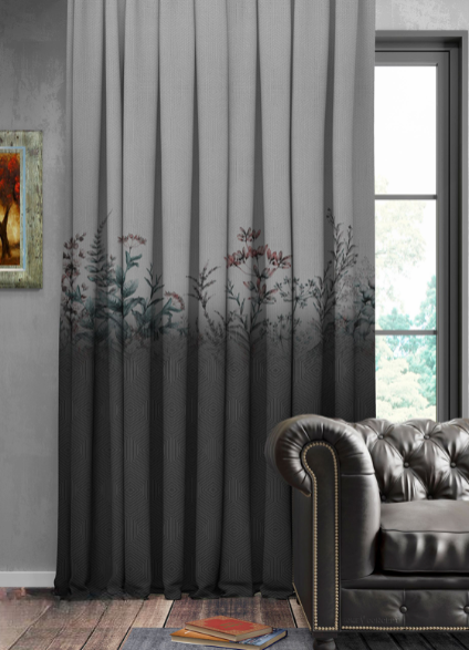 Designer curtains - Inspired Gray Ombre Curtains with Subtle Floral Motifs