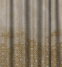 Designer curtains - Elegant Taupe Curtains with Intricate Gold Geometric Pattern