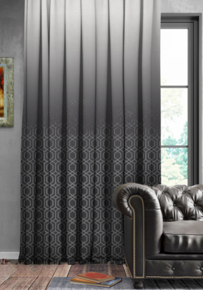 Designer curtains - Monochrome Gradient Curtains with Geometric Lattice Pattern