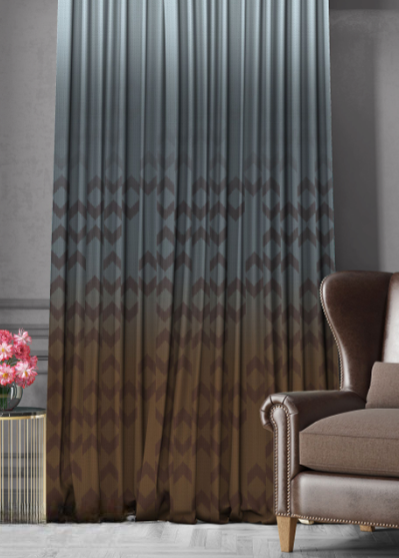 Designer curtains - Tone Gradient Curtains with Bold Geometric Print