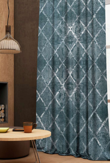 Designer curtains -  &quot;Geometric Textured Teal Curtains&quot;