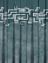 Designer curtains - &quot;Modern Maze Patterned Teal Curtains&quot;