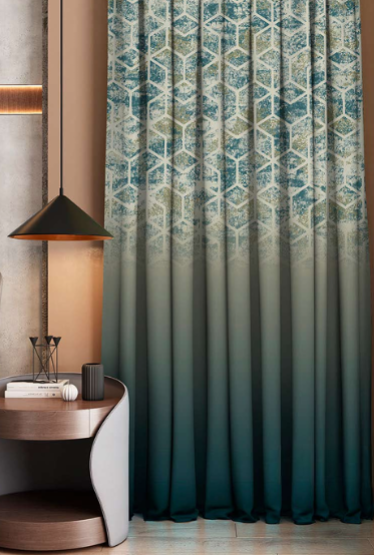 Designer curtains - Teal Geometric Ombre Curtains