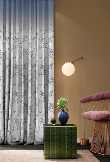 Designer curtains - &quot;Floral Blue Embroidered Ombre Curtains&quot;