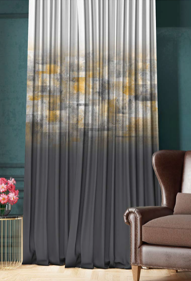 Designer curtains -  Modern Gradient Gray and Gold Curtain