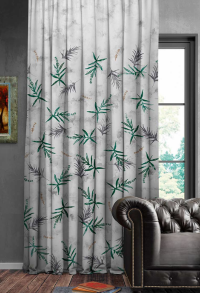 Designer curtains - Tropical Leaf Print White Curtains