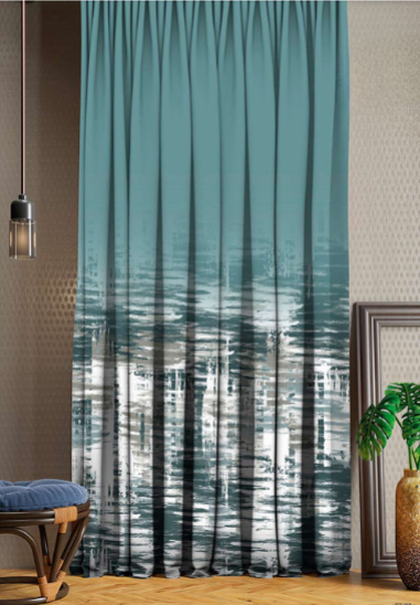 Designer curtains - Oceanic Horizon Teal Gradient Curtains