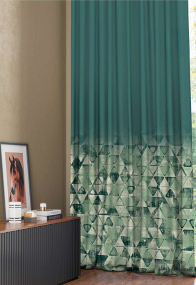 Designer curtains -  Geometric Green Gradient Curtains