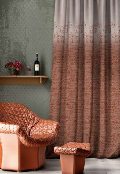 Designer curtains -  Elegant Elephant Patterned Curtains