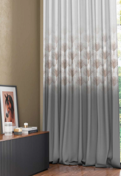 Designer curtains -  Ombre Gradient Curtains with Delicate Geometric Leaf Pattern