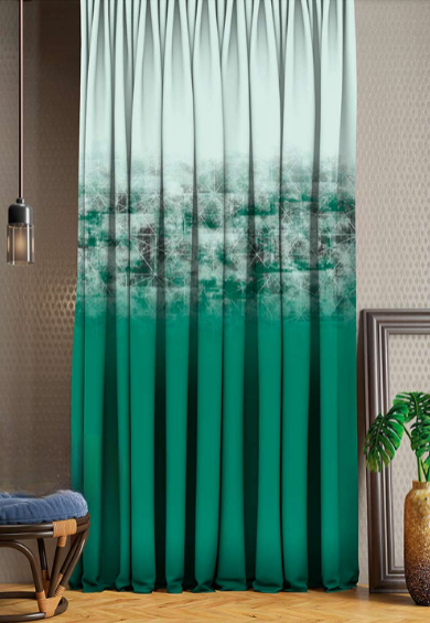 Designer curtains - Elegant Green Gradient Curtains with Modern Abstract Design