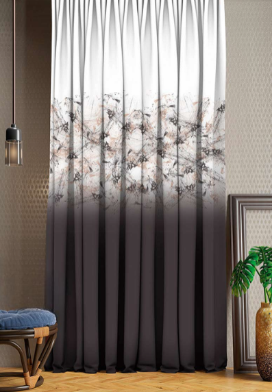 Designer curtains - Monochrome Gradient Curtains with Abstract Branch Design