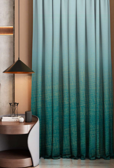 Designer curtains - Teal and Gold Ombre Curtains with Subtle Grid Pattern