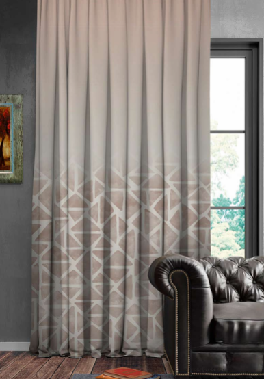 Designer curtains - Beige Ombre Curtains with Geometric Chevron Design