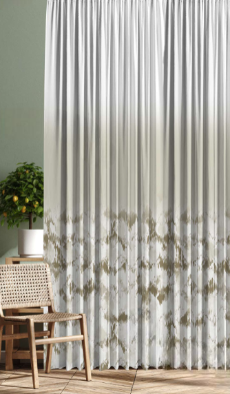 Designer curtains - Ivory Gold Leaf Gradient Sheer Curtains