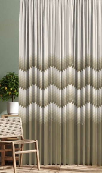 Designer curtains -  Zigzag Olive Gradient Sheer Curtains