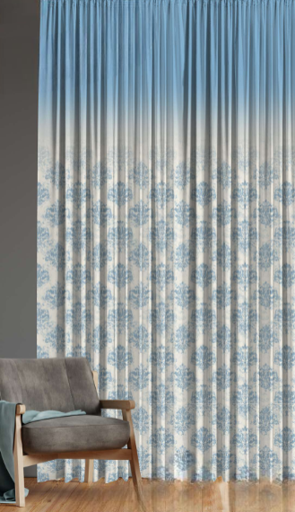 Designer curtains - Blue Ombre Floral Pattern Curtains