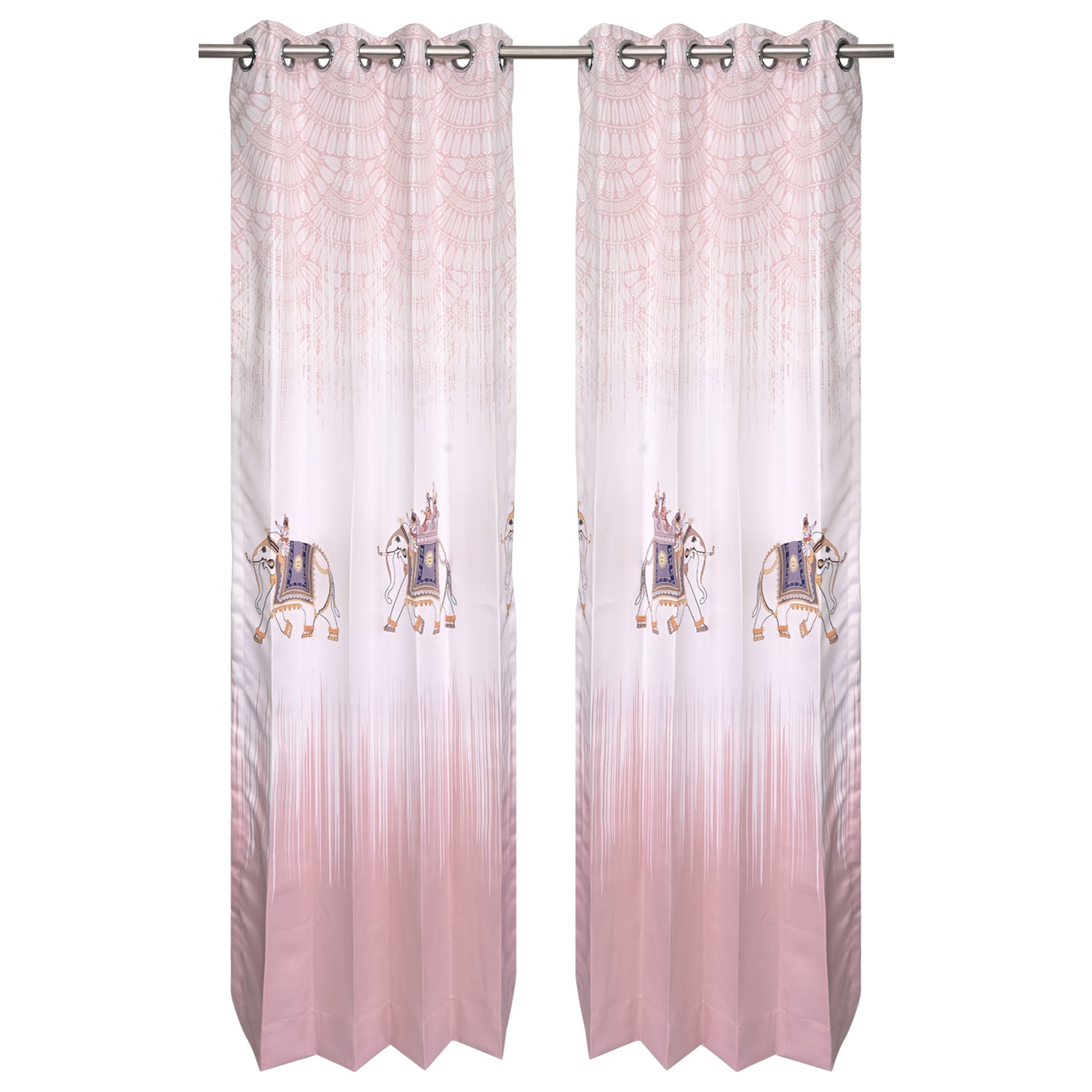 Premium Printed Fabric Curtain -  Majestic Elephants