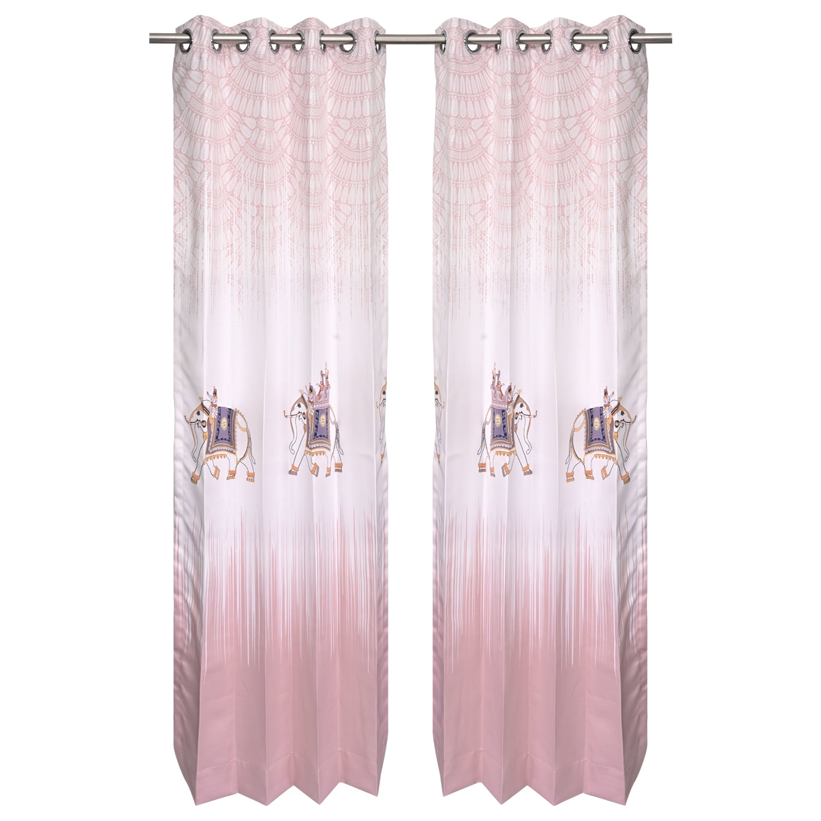 Premium Printed Fabric Curtain -  Majestic Elephants