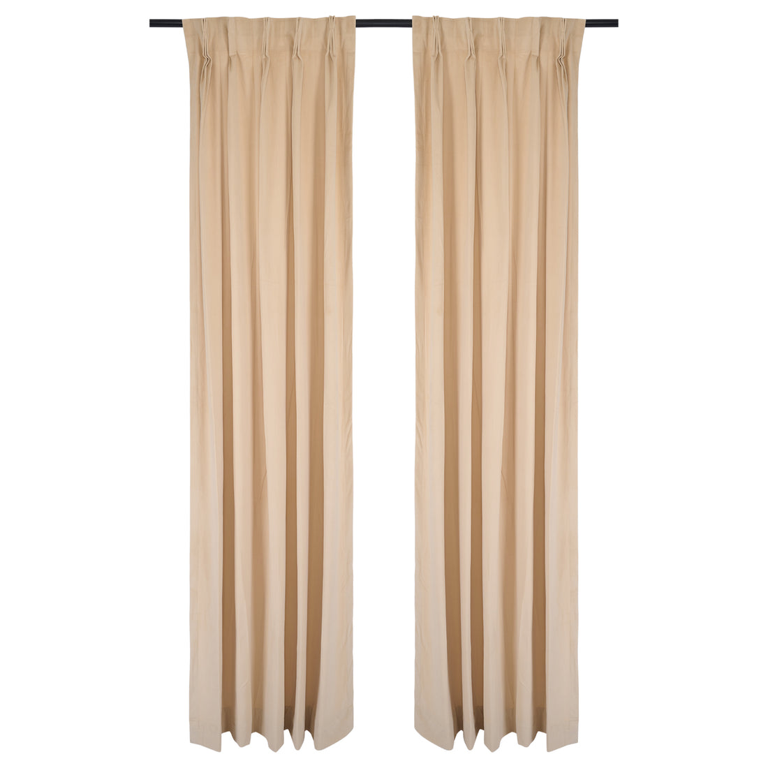 Plain Velvet Curtains - Beige