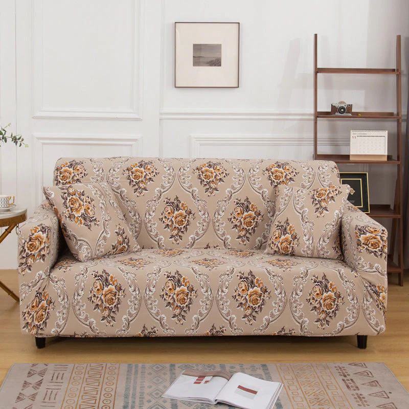 Vintage Charm Floral Damask Sofa Cover - (3+1+1 seater)