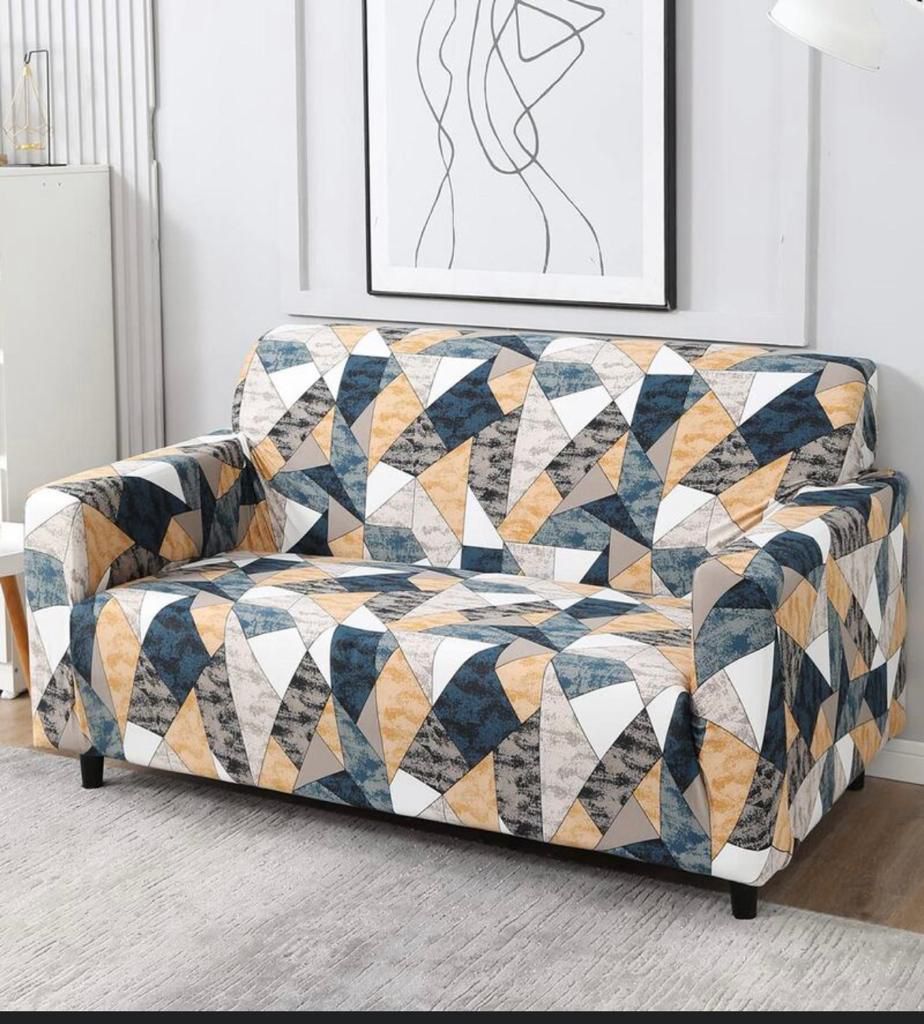 Geometric Patchwork Sofa Cover (3+1+1 seater)