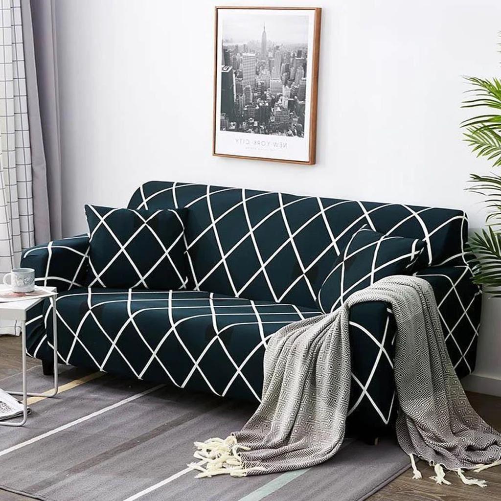 Urban Grid Geometric Sofa Cover (3+1+1 seater)